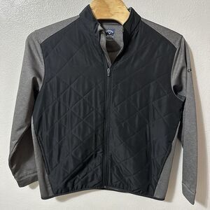 Callaway Men's XL Weather Series Full Zip Jacket Black‎ Gray Lightweight Quilted